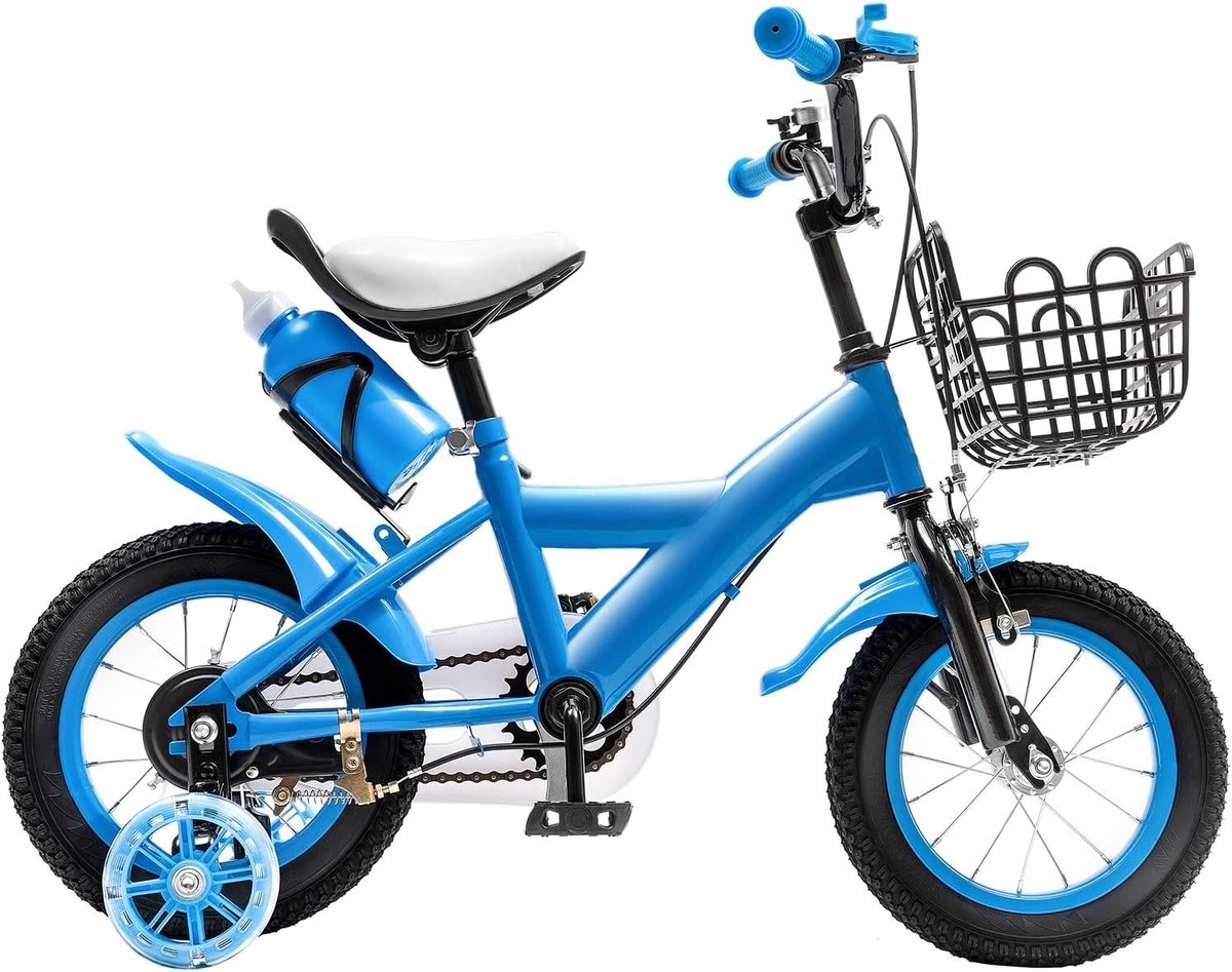 Kinderfiets - Loopfiets - Leren Fietsen - Met Zijwielen - 12 Inch - Blauw