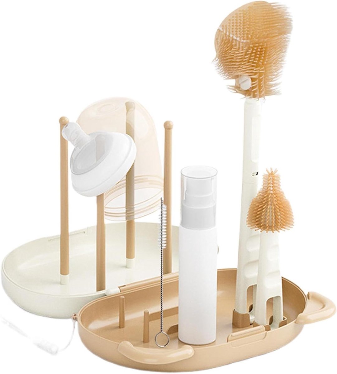 Fles Borstel Set - Babyfles Reiniger - Flessen Schoonmaken - Veelzijdige Accessoires - 18x13x5 cm - Wit