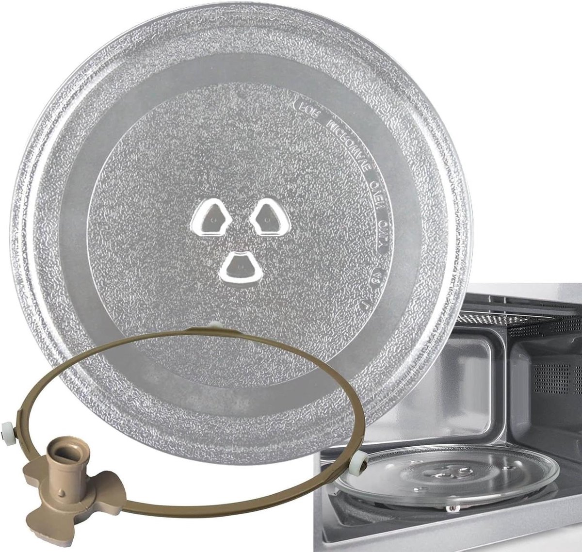Magnetron Plaat - Draaitafel Glas - Oven Reparatie - Antislip Design - Tot 31.5 cm - Transparant