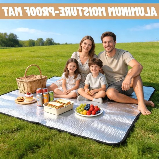 Isolatiemat voor Vloerbedekking, Opvouwbare Thermomat voor Camping, Waterdicht en Warmte-isolerend, 200 x 200 cm van Merkloos — afbeelding 4