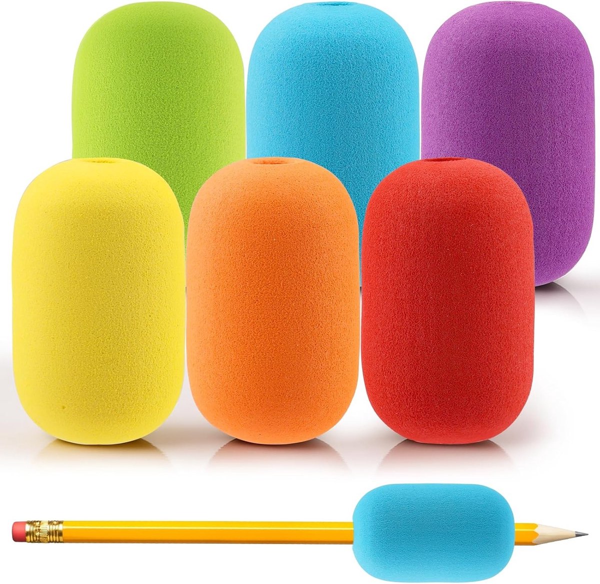 Ergonomische Schrijfhulp voor Kinderen - 6 Kleurige Spons Grip voor Handwriting, Potloodhouder en Schrijfondersteuning voor Links- en Rechtshandigen