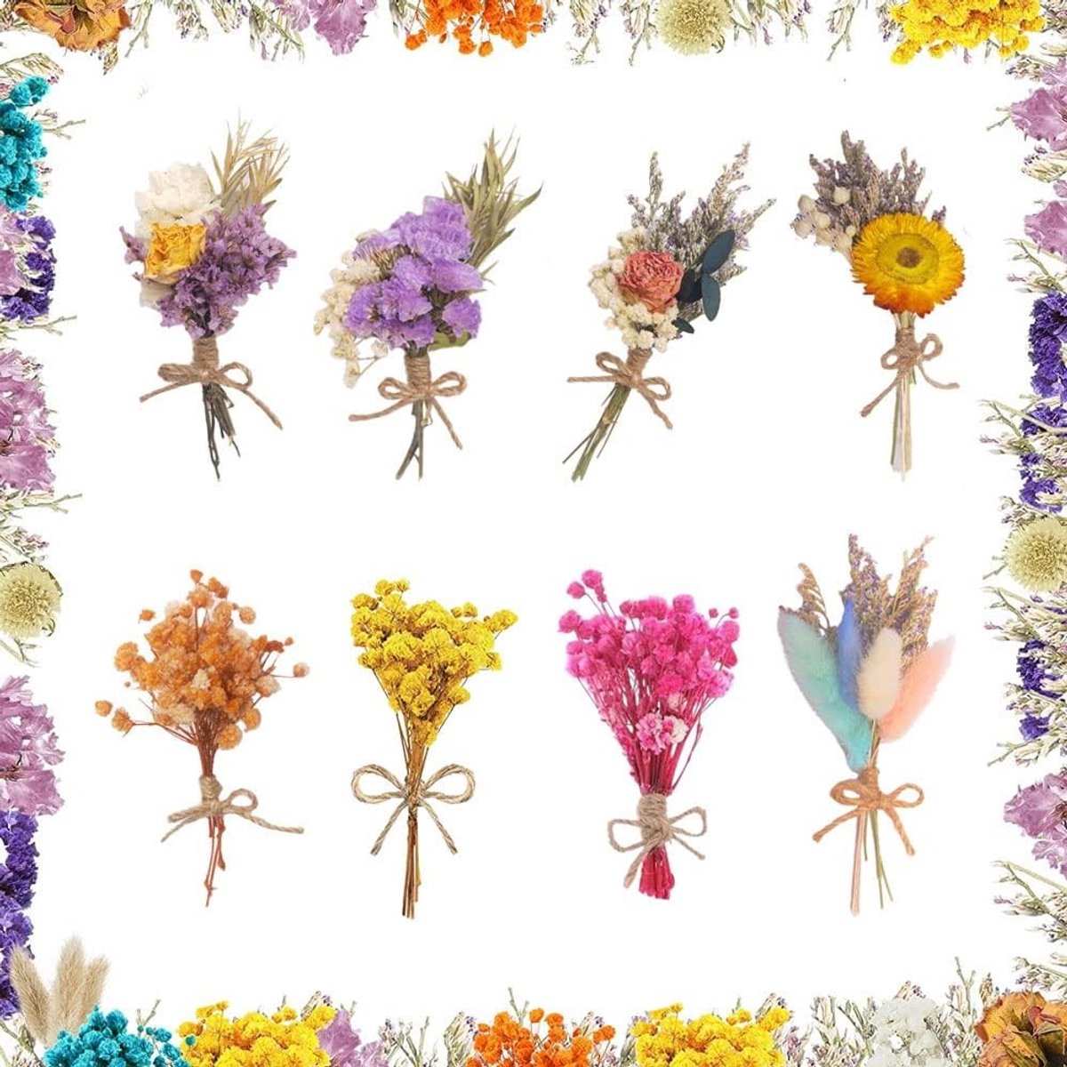 Set van 8 Decoratieve Gedroogde Bloemen voor Ambachtelijke Decoraties en Cadeaus, Natuurlijke Resin Bloemen
