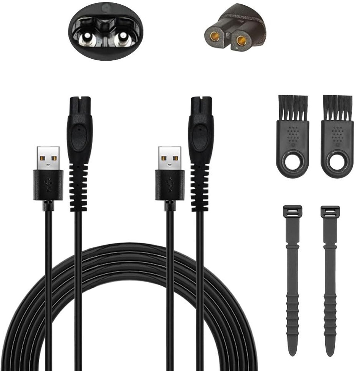 Oplaadkabel 5V voor scheerapparaten, 2 stuks USB-kabel voor elektrisch scheerapparaat, vervangende oplaadkabels voor One Blade en meer modellen