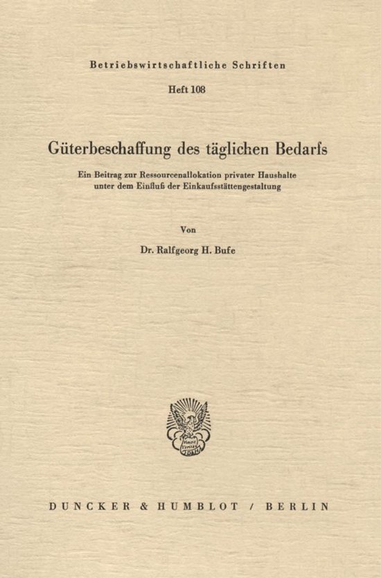 Betriebswirtschaftliche Schriften108- Güterbeschaffung des  ... - cover