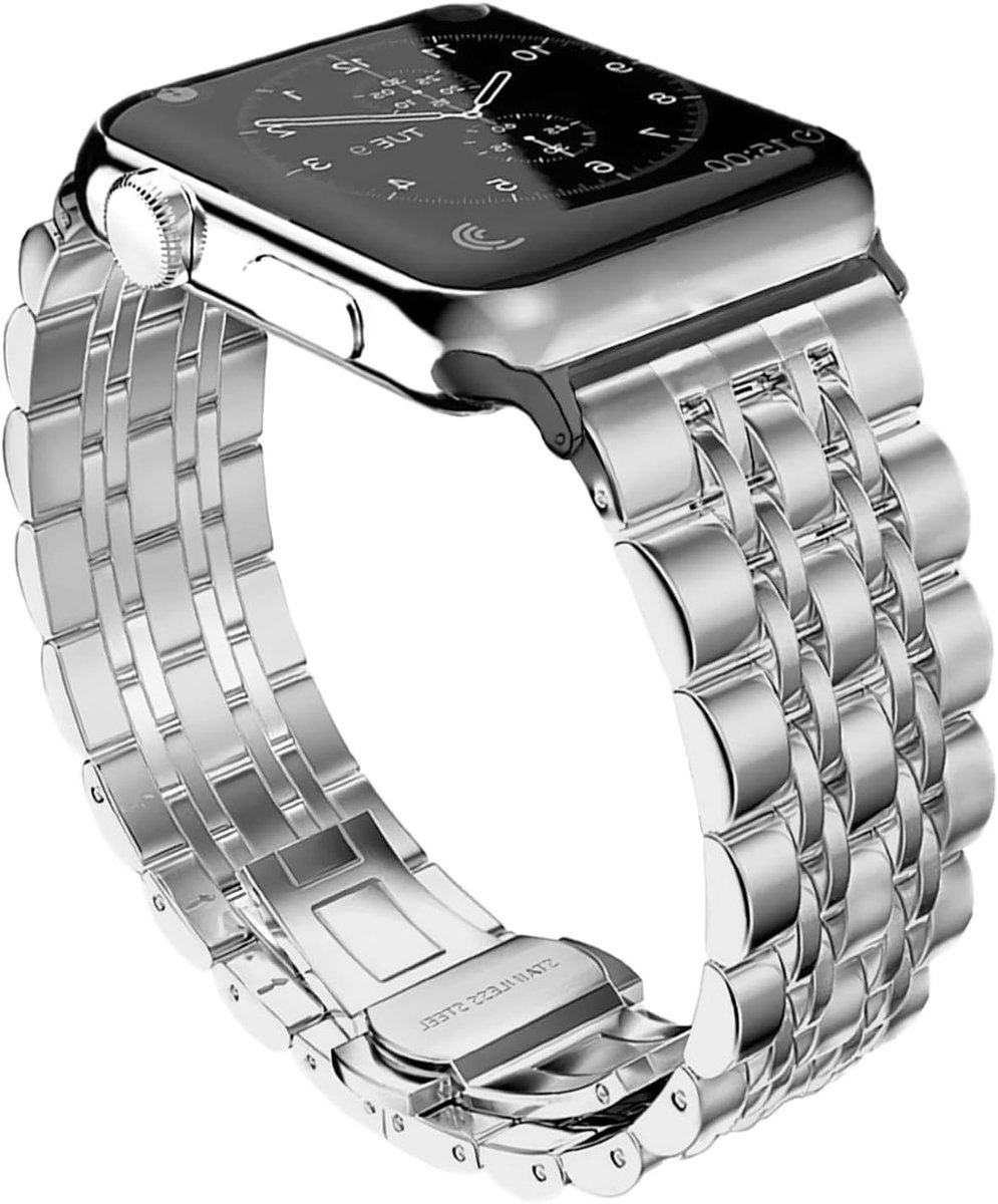 Stalen horlogeband voor Apple Watch 41 mm, 40 mm, 38 mm - Verstelbare metalen vervangband voor heren en dames, geschikt voor SE2 en Series 9, 8, 7, 6, 5, 4