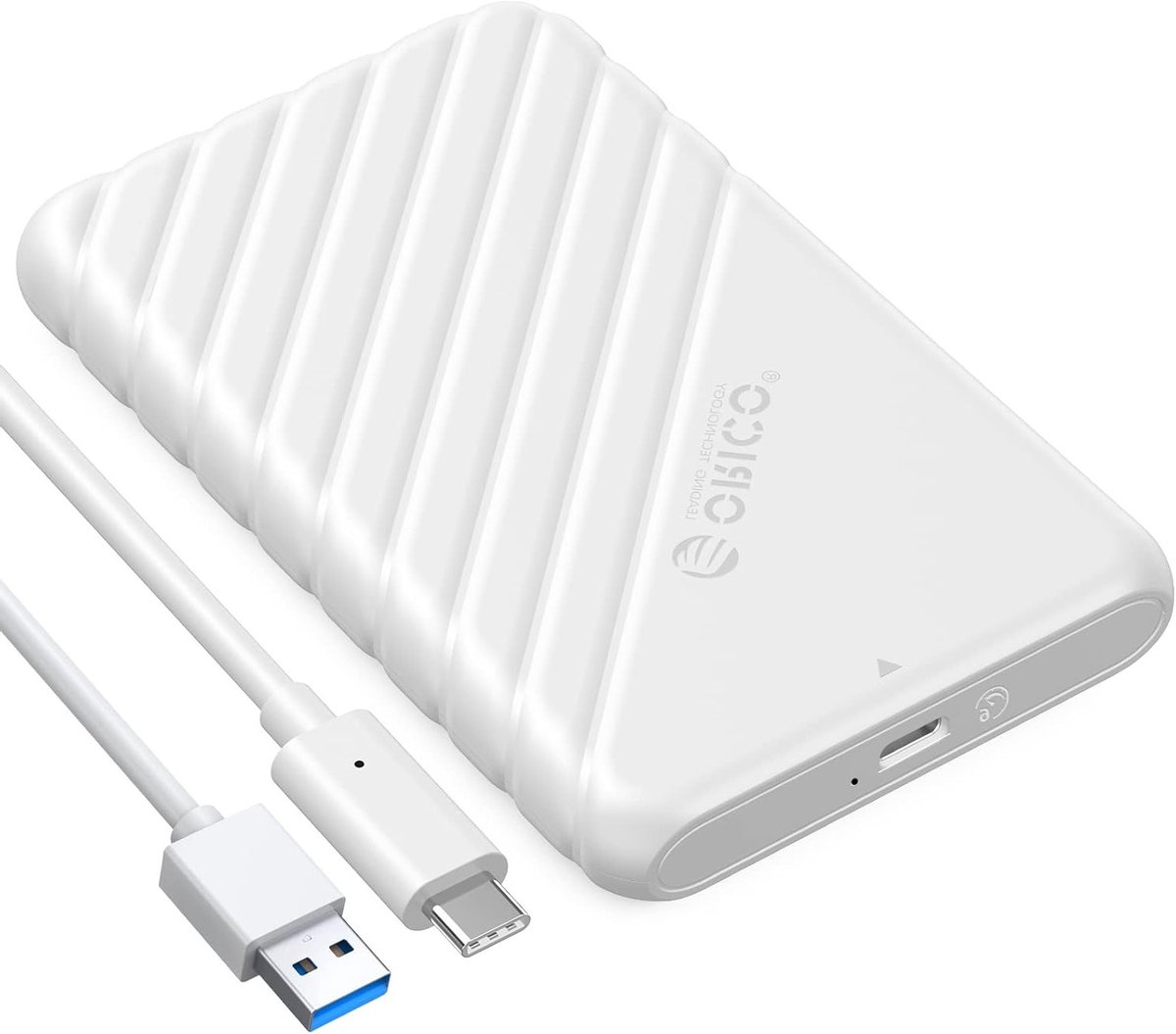 Externe behuizing voor 2.5 inch SATA HDD en SSD, 6Gbps USB C 3.1 Gen 2, UASP en Tool-Free installatie (Wit, 25PW1-C)