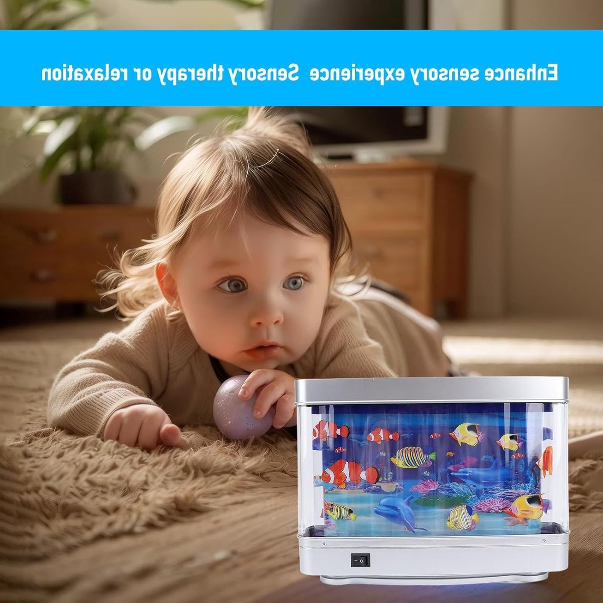 Realistisch Kunstmatig Aquarium met Beweeglijke Vissen - USB LED Nachtlamp voor Kinderen en Baby's, Sensory Speelgoed voor Bureau en Slaapkamer — cadeau in Wonen & Interieur - foto 6