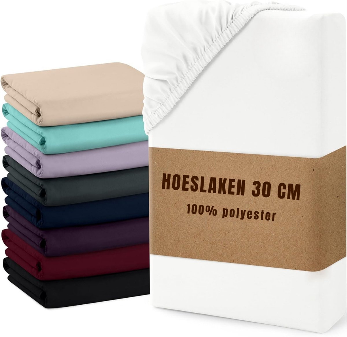 Nexvo® Molton 180x200 - Hoeslaken 180 x 200 - Wit - 180cm x 200cm x 30cm