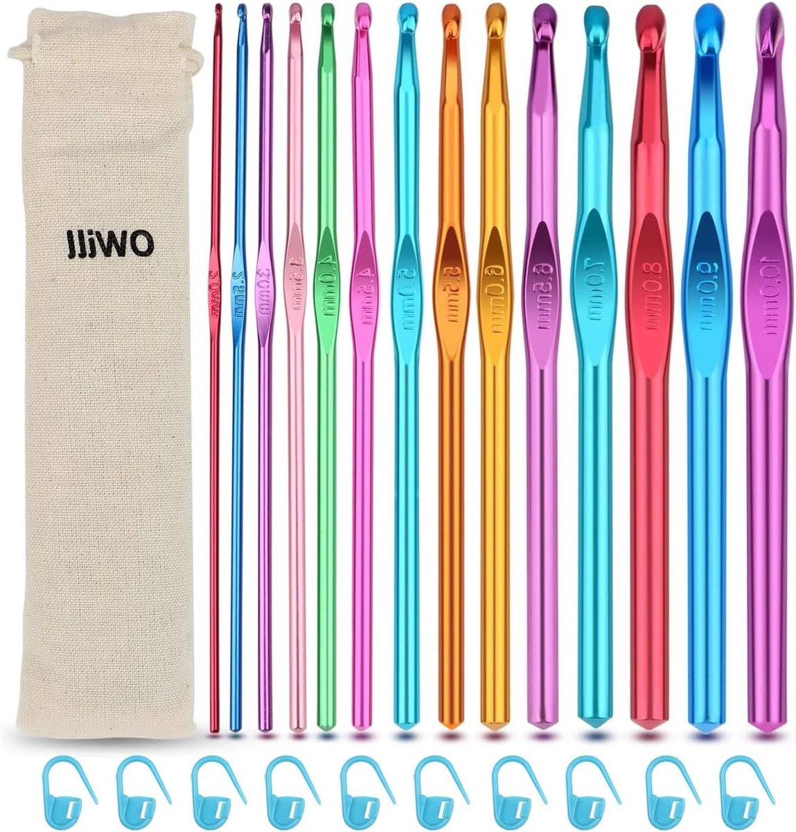 24-delige Haaknaalden Set van Hoogwaardige Aluminium, 14 Maten, Ideaal voor Beginners en Volwassenen, Perfect voor Haken en Creatieve Projecten