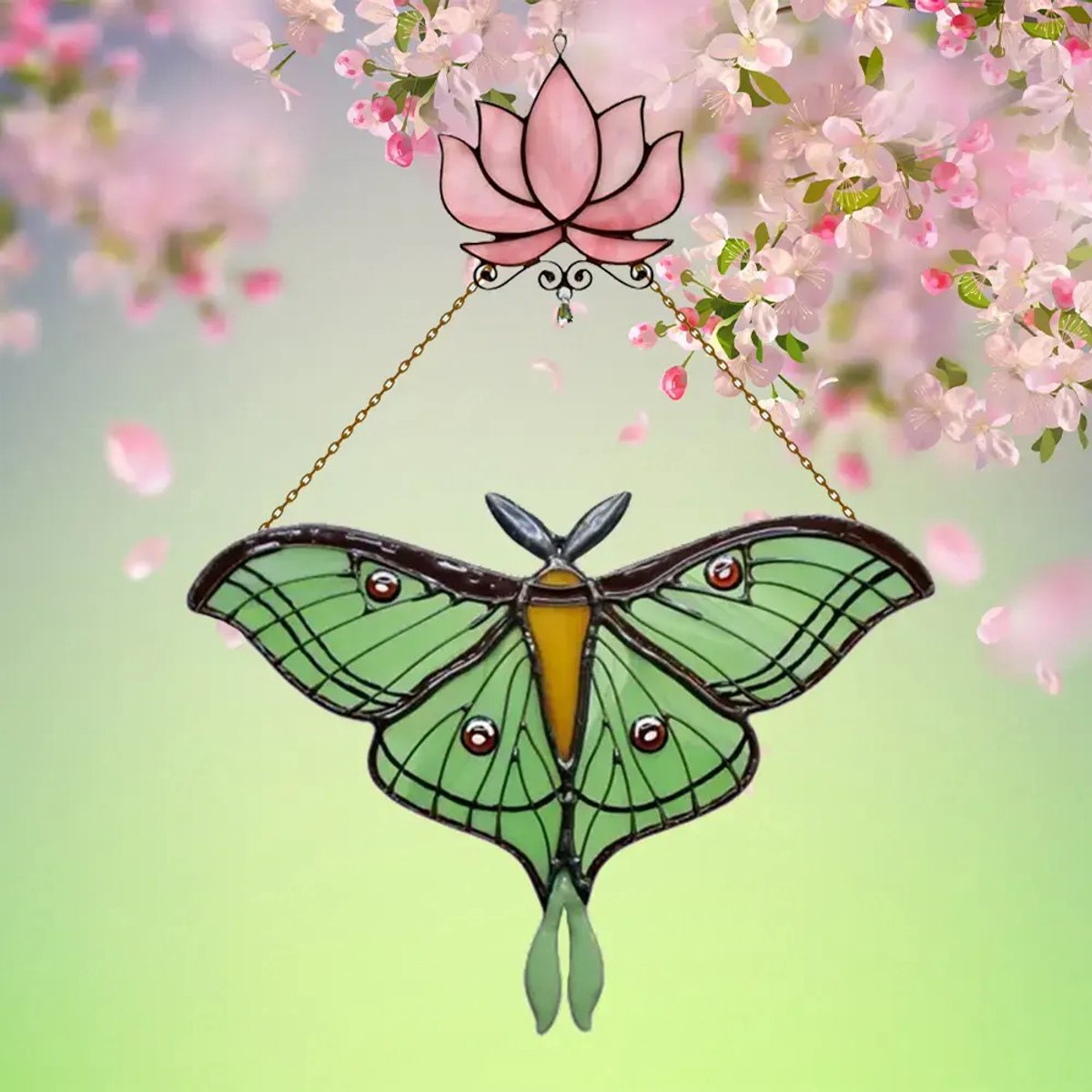 Glazen Vlinder Suncatcher met Bloem – Luxe Raamhanger – Kleurrijke Wanddecoratie – Cadeau voor Vrouw & Moeder