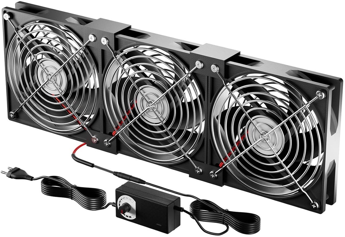 Krachtige 360 mm PC ventilator met 12 V voeding en traploze snelheidsregeling - Stille en efficiënte koeling voor computer, server, gaming PC en AV-apparatuur