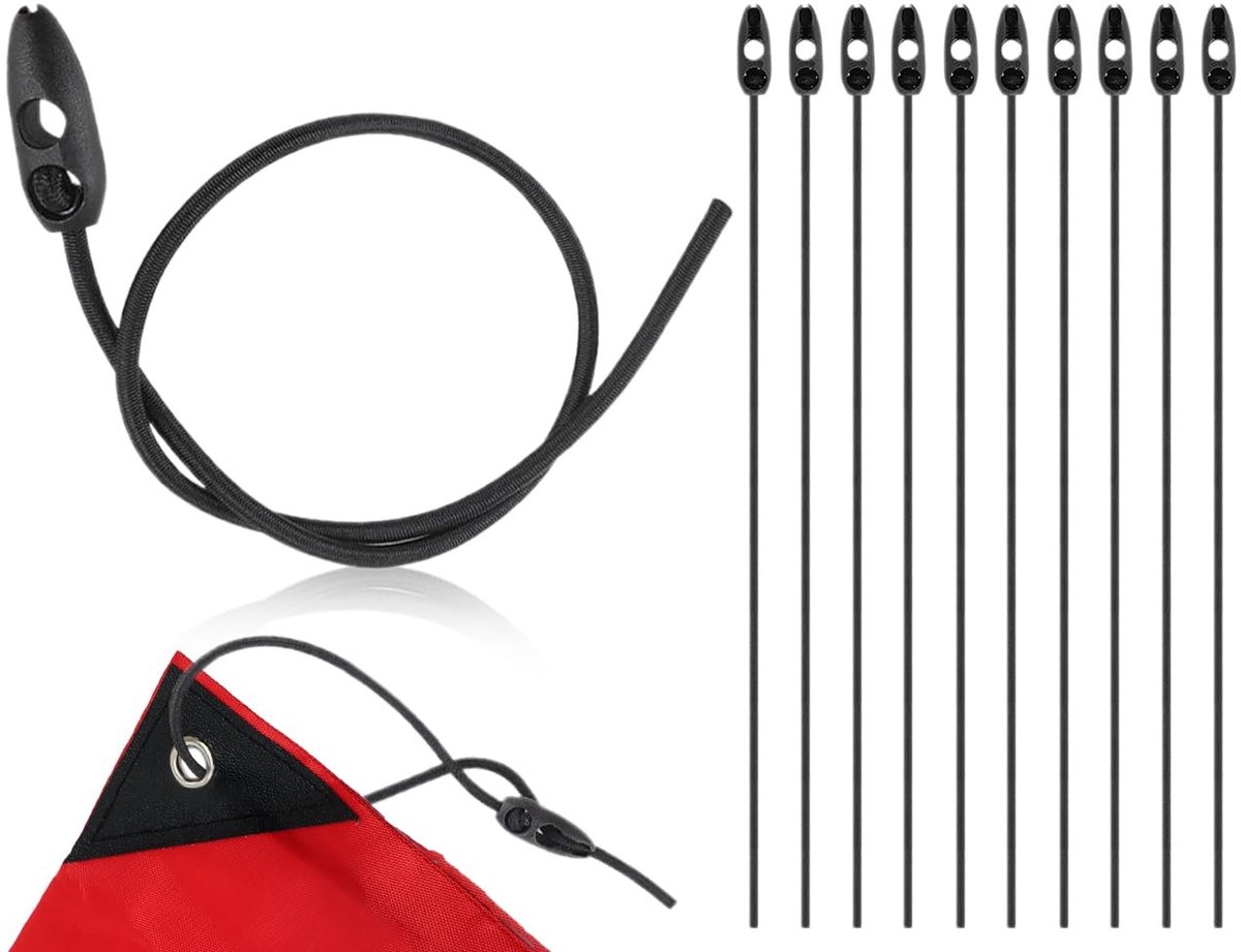 Seb2 - Luggage Straps - Waarschuwingsborden - Duurzaam en verstelbaar - 50 cm - Elastische spanbanden - Ideaal voor fietsdragers - Set van 10