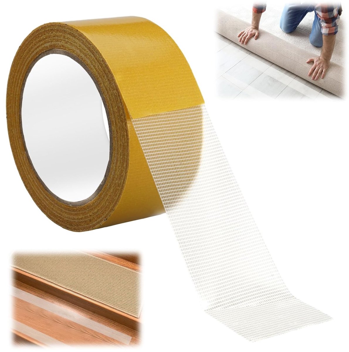 Dubbelzijdige tapijt tape 20 m x 50 mm - Extra sterke vloerbedekking tape zonder resten, ideaal voor tapijt en PVC vloeren