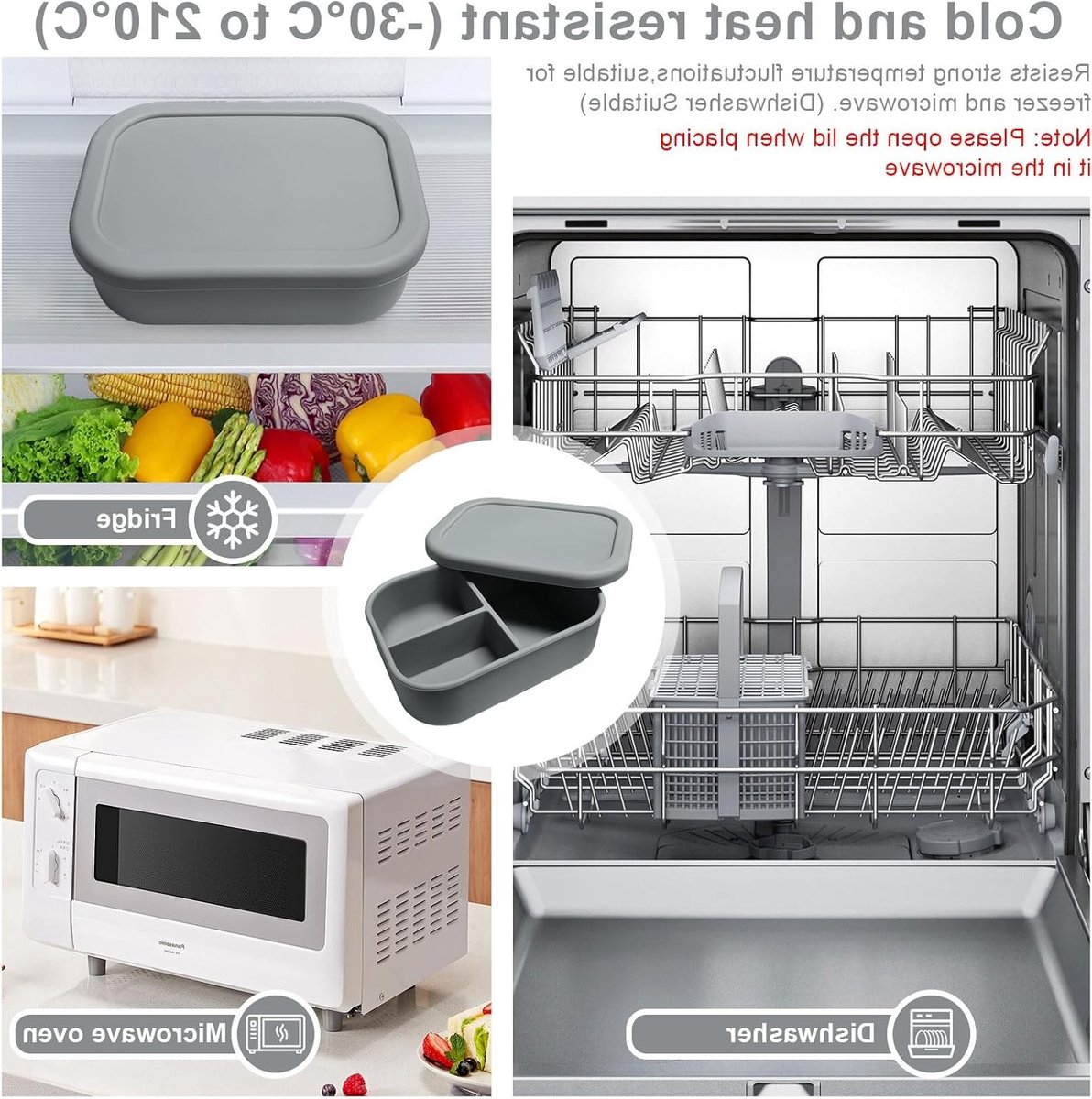 Lunchbox met Compartimenten, 800 ml, BPA-vrij, Magnetron- en Vaatwasserbestendig, Ideaal voor School en Kinderen, Slate Grey