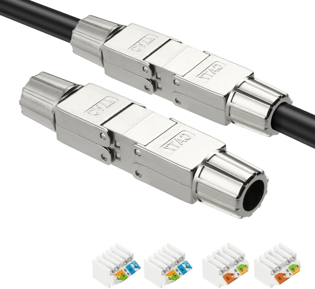 2 Pack RJ45 Connectors, Cat7 Coupling Module voor Ethernet, 8P8C Shielded Network Extender, Toolless LSA Connector Adapter voor Snelle Verbindingen