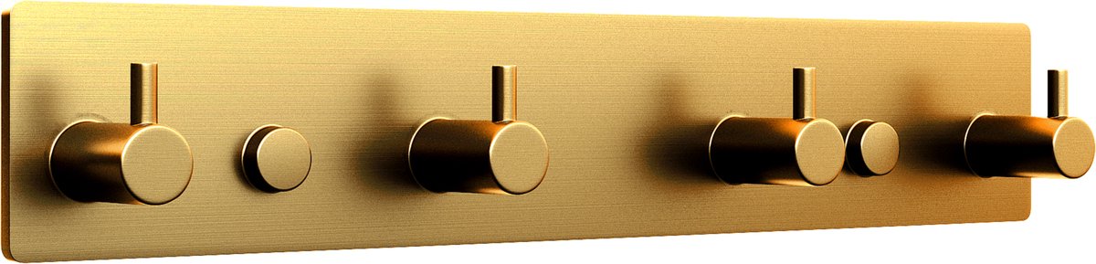 EAVY - Wandkapstok - Kapstok - 4 Haaks - 25 cm - RVS - Goud - Handdoekrek