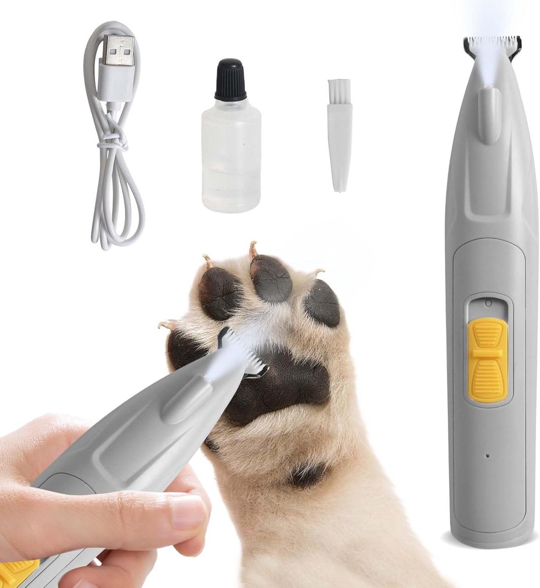 Oplaadbare hondenhaartrimmer met LED-lamp, waterdichte hondenknipper voor ogen en oren, ideaal voor huisdierenverzorging
