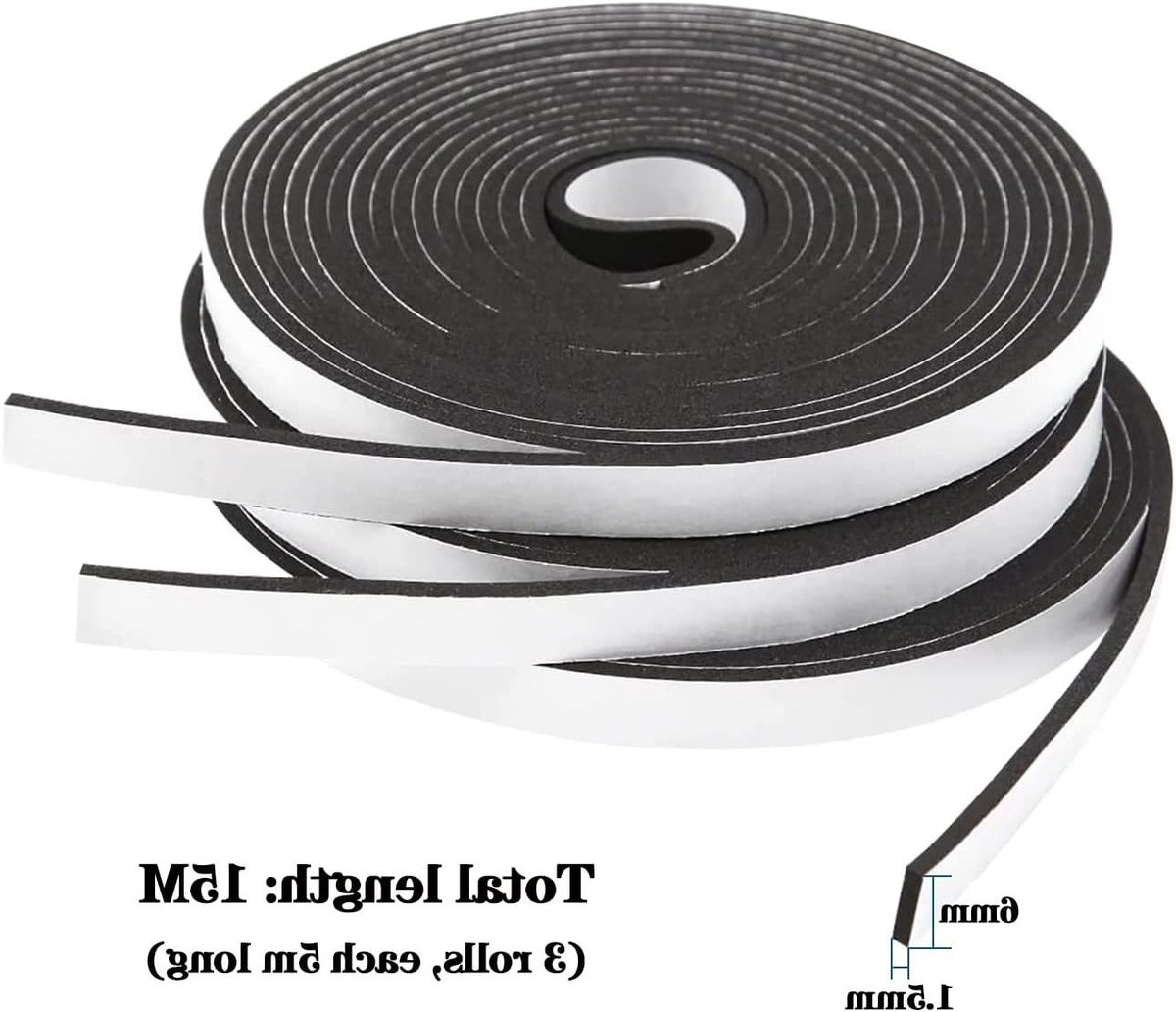 Zelfklevende Sealing Tape 6 mm x 1.5 mm, 15 m - Geluidsisolatie, Waterdicht en Tochtwerend voor Deuren en Ramen