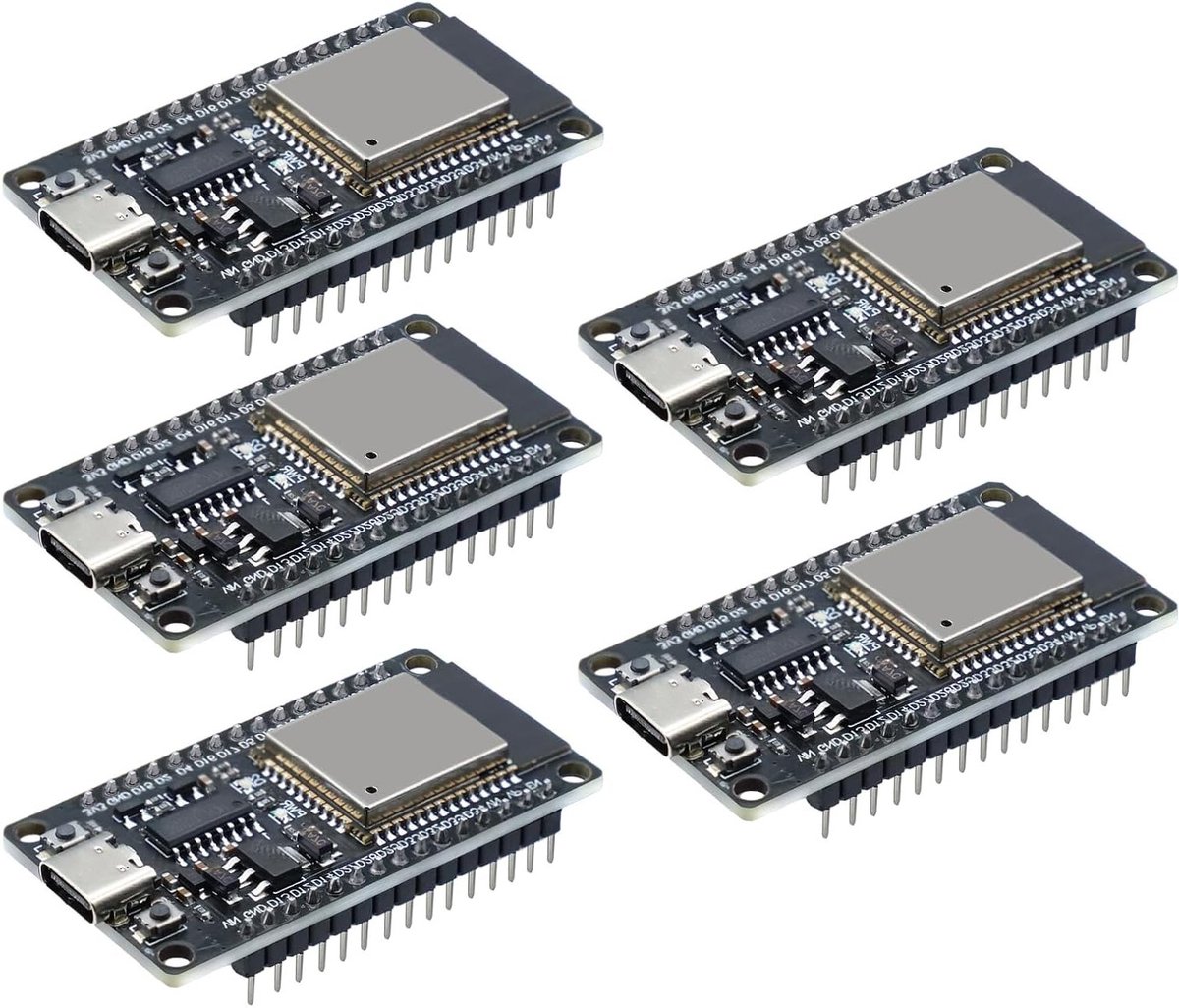 Ontwikkelbord voor ESP32 NodeMCU, USB C Module met 2.4GHz WiFi en Bluetooth, CH340 Chip, Geschikt voor Arduino (5 Stuks)