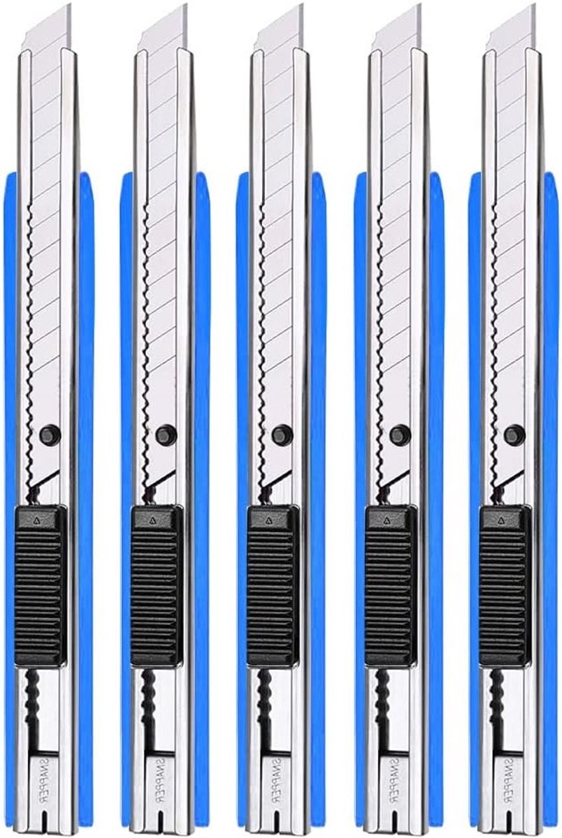 Professionele 5-delige Snijmes Set voor Karton, Behang en Creatief Werk met 9mm Snap-off Mes