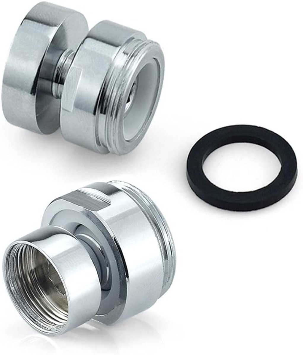 2 Stuks Draaiende Kraanadapter, 360 Graden Messing Waterkraan Adapter met Aerator Connector (Vrouwelijk naar Mannelijk, 18mm-22mm) voor Efficiënte Waterbesparing en Gemakkelijk Gebruik