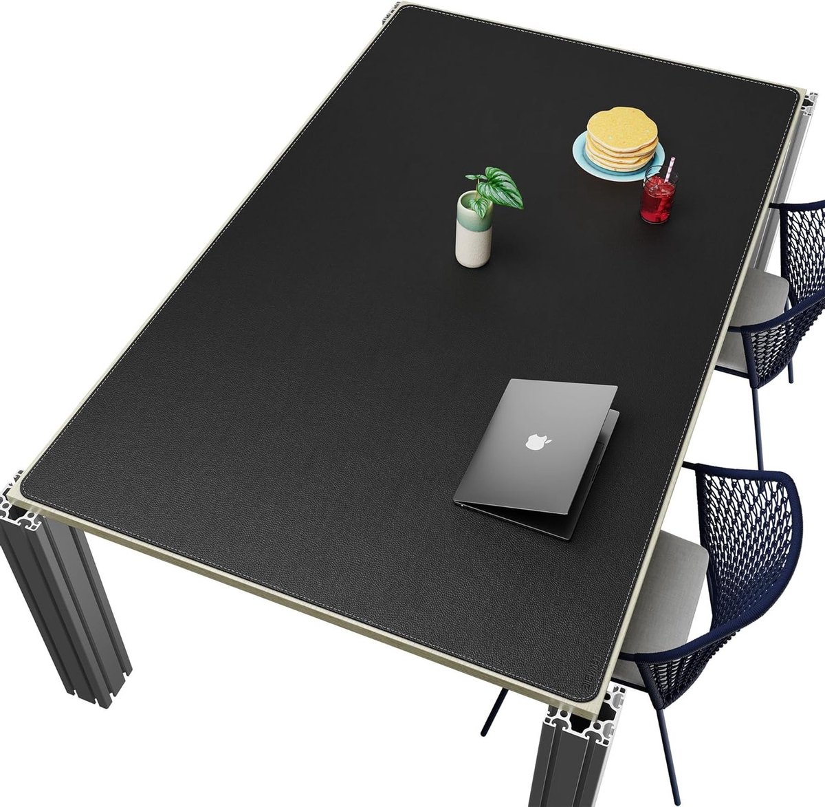 Grote Zwarte Leren Bureau Mat 79" x 47" voor Conferentietafels, Eettafels en Werkruimtes