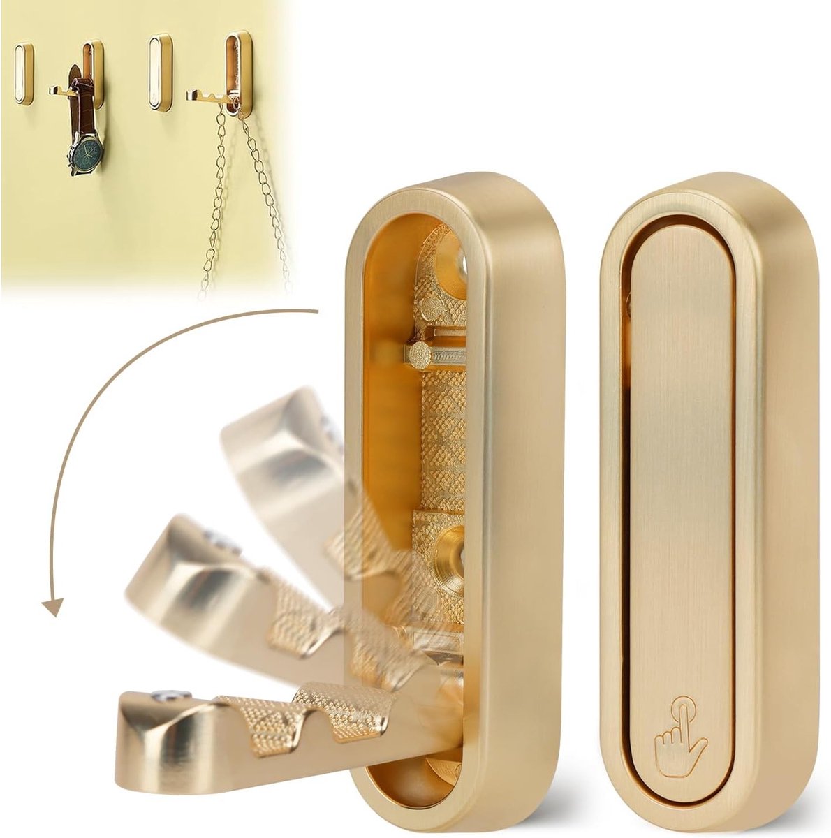 Set van 2 Vouwhaakjes voor Muur - Multifunctionele Kledinghaken van Zinklegering - Antislip Wandhaak voor Slaapkamer, Badkamer en Woonkamer