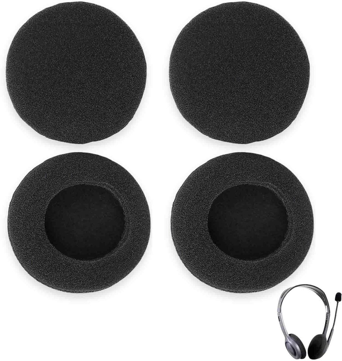 Set van 4 Vervangende Oorkussens, Zachte Schuim Padding voor Hoofdtelefoons, Beschermende Covers 50mm, Zwart, Comfortabel en Duurzaam