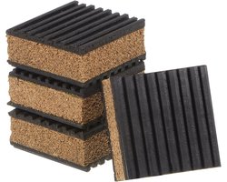 4 Stuks EVA Foam Rubber Anti-vibratie Pads - Isolatie Rubber Pads voor HVAC Systemen en Wasmachines, Antislip, Zwart en Houtkleur, Geluiddemping en Trillingsabsorptie