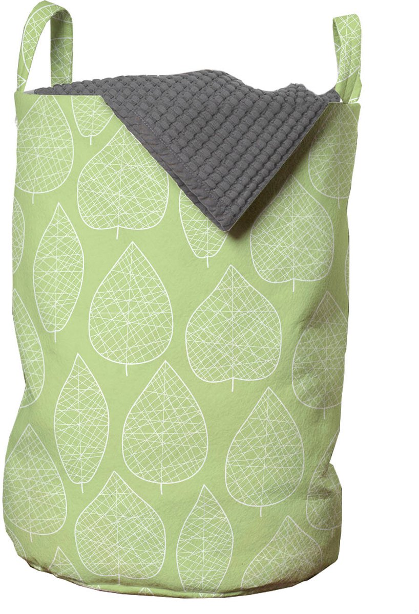 ABAKUHAUS Groene en Witte waszak, Lakens, Wasmand met handvatten Trekkoord voor wasserettes, Pistachegroen Wit
