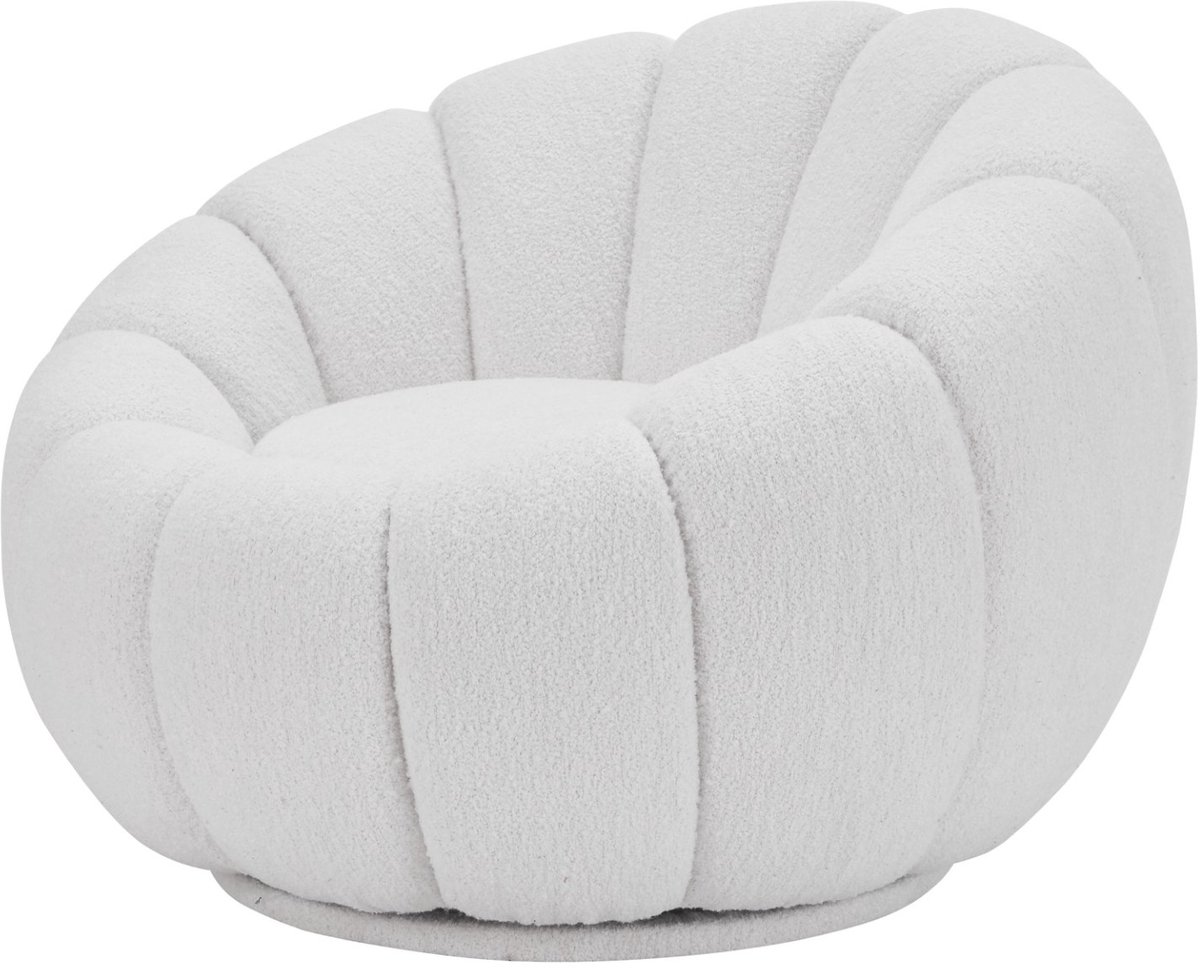 Sleepking - Fauteuil / Draaifauteuil Beaumont - 100% linnen Bouclé - Wit