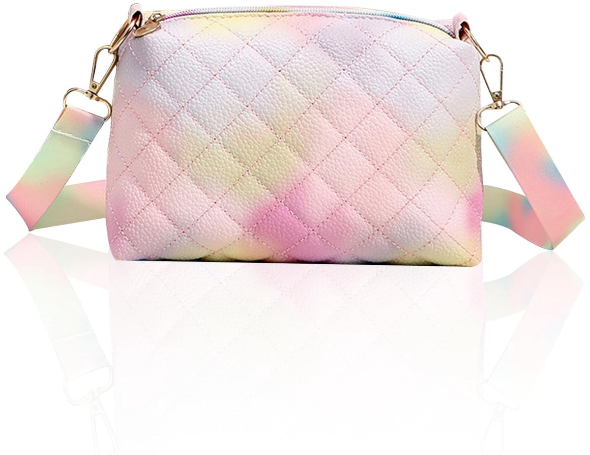 Seb2 - Mini Crossbody Tas - Schoudertas voor Meisjes - Schattige Regenboog Handtas - Roze - Kindertas - Perfect voor Verjaardags Cadeau - Inclus...