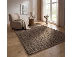 the carpet Elisa vloerkleed modern geometrisch zacht onderhoudsvriendelijk bruin 80 x 150 cm