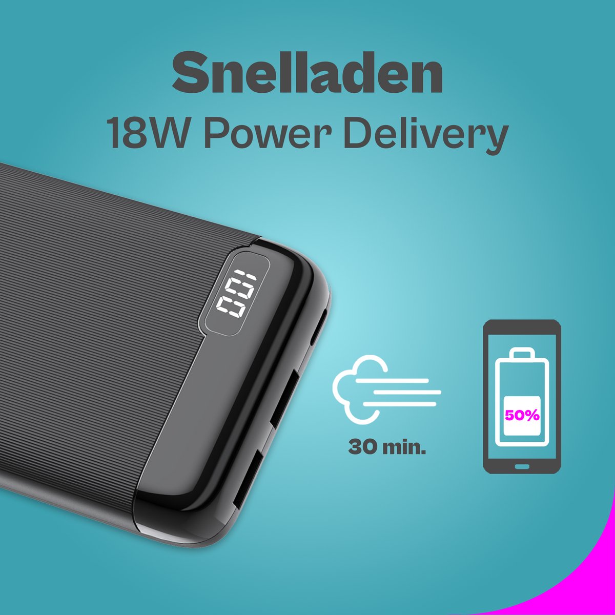 Grixx Powerbank 20000 mAh Power met USB-A & USB-C - afbeelding 3