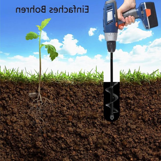 Allecto Plus - Tuinboor voor accuboormachine planten boren - Grondboor slakken spiraalboor - 4 x 22 cm — afbeelding 5