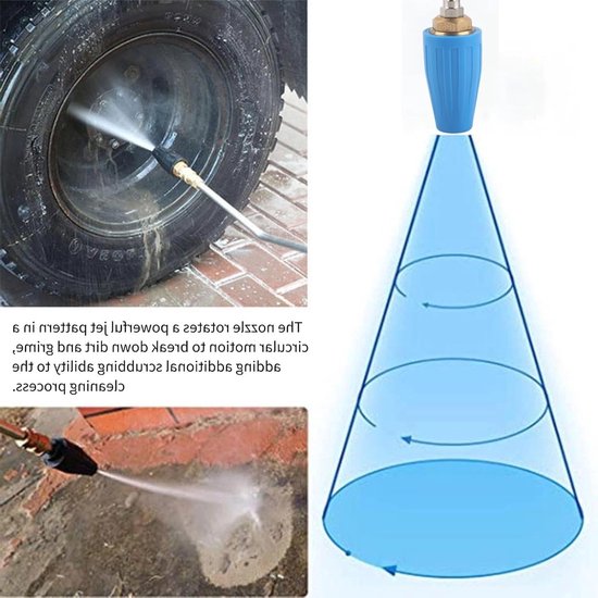Mondstuk 4 rotabuse 0 GPM Fr hogedrukreiniger 1/4 roterende sproeikop hogedrukreiniger 4,0 GPM snelverbinding 3600 PSI power washer turbo nozzle Munstycken — afbeelding 2