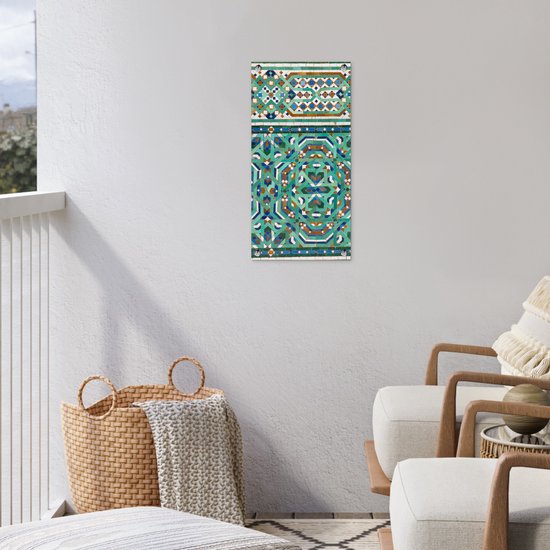 Tuinposter 30x60 cm - Tuindecoratie Een traditionele Marokkaanse mozaïekdecoratie - Poster voor in de tuin - Buiten decoratie - Schutting tuinschilderij - Tuindoek muurdecoratie - Wanddecoratie balkondoek