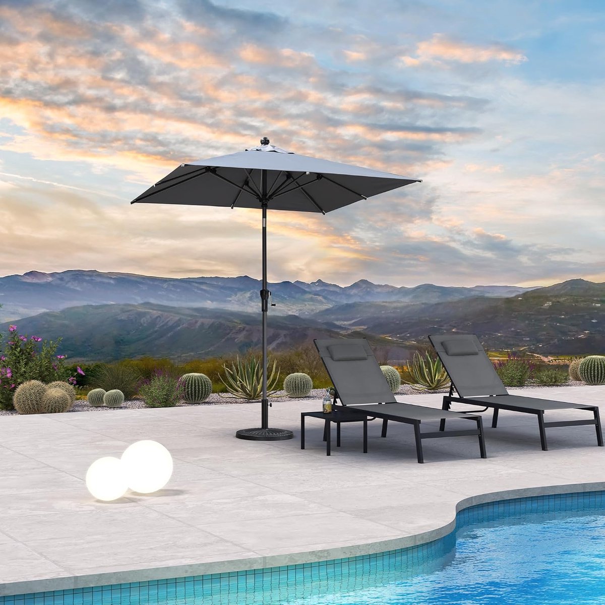 Tuinparasol 200x200 cm Rond – Kantelbaar met Zwenkfunctie, UV-Bescherming, Waterafstotend Polyester, Aluminium Frame – Lichtgrijs – Nicolehome