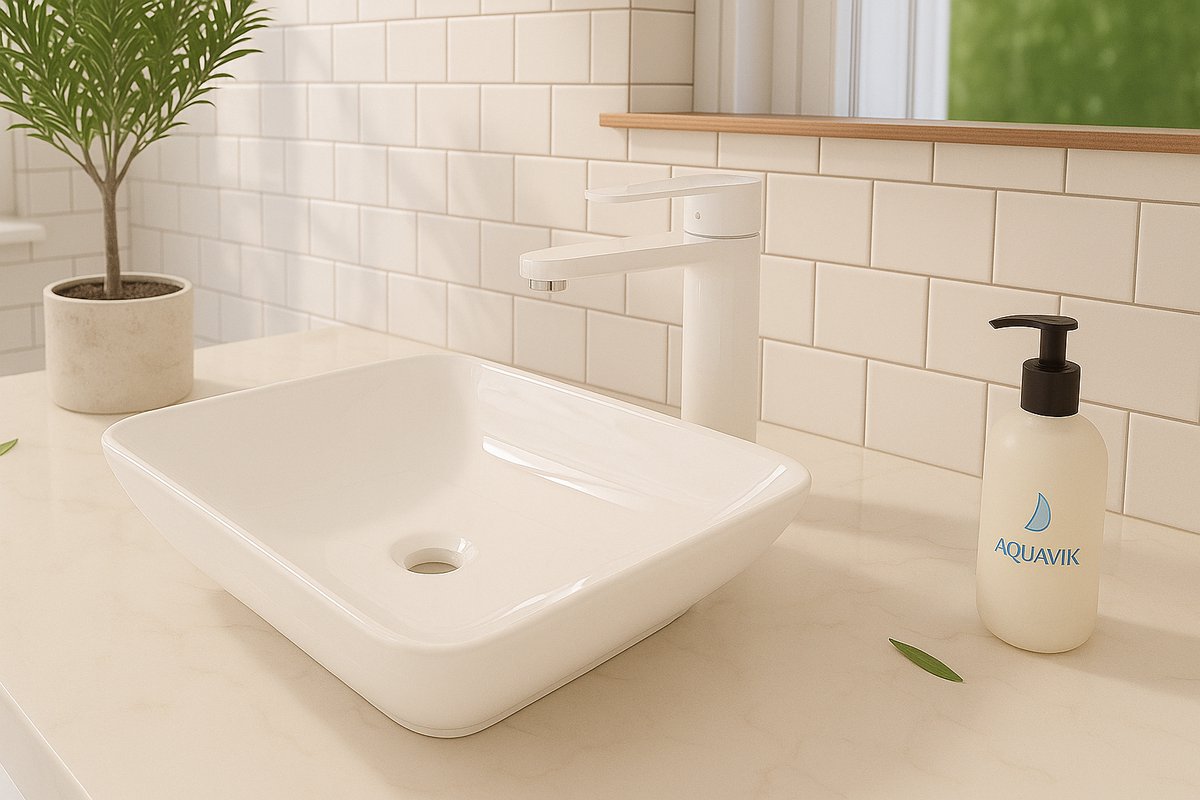 AquaVik Waskom Björkvik Keramisch Rechthoek 58x36x11.5 cm Glans Wit