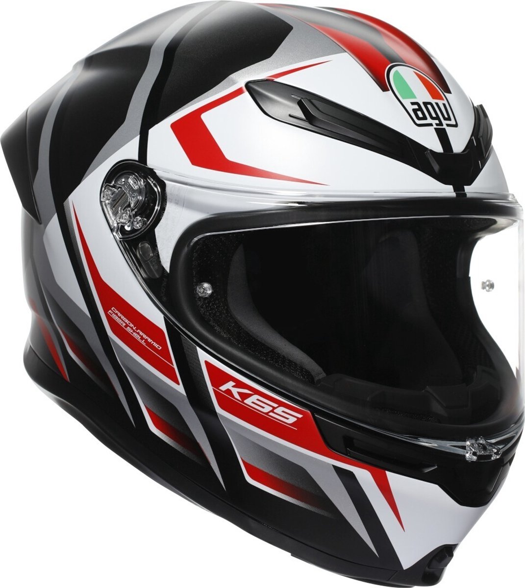AGV K6 S Karve Mat Zwart Rood Wit Integraalhelm - Maat M - Helm