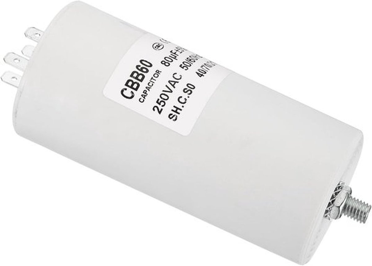 Startcondensator Cbb60 80Uf AC 450V 4-polig 50/60Hz cilinder met schroeven M8 voor wasmachine reinigingspomp ster motor