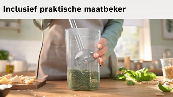 Bosch MS6CB6110 ErgoMixx - Staafmixer - 1000W - 4-bladenmes - Inclusief maatbeker - 12 snelheidsinstellingen - RVS/Zwart