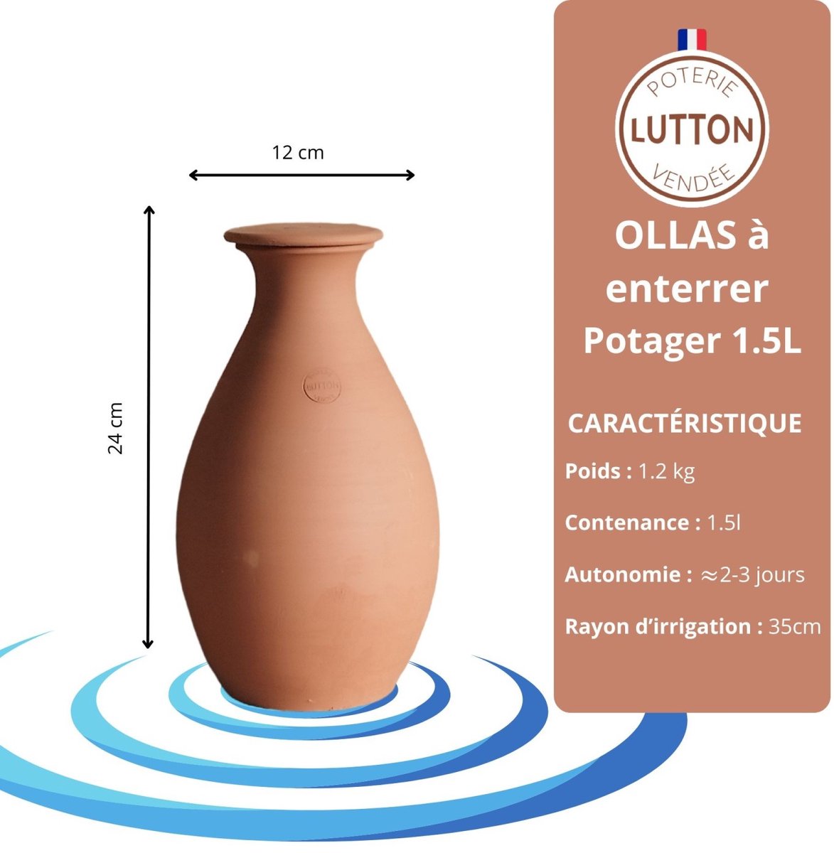 Ollas - Bewateringspot- Terra Cotta - voor moestuin - plantenbak of border 1,5 liter