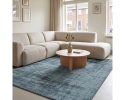DÉJA Living Vloerkleed 68x220cm - Laagpolig Lichtblauw Stof - Ruma
