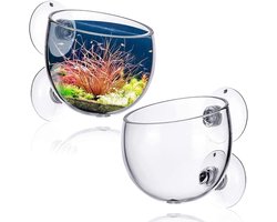 2PCS Duidelijke Glazen Waterplanten Potten - Suction Cups - Aquarium Planter - Levendige Planten - Aquarium Houder Voor Aquarium Decoratie