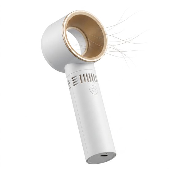 Bladloze draagbare ventilator Cheqo® USB-C oplaadbaar, stil, compact, 3 standen, veilig voor kinderen, wit