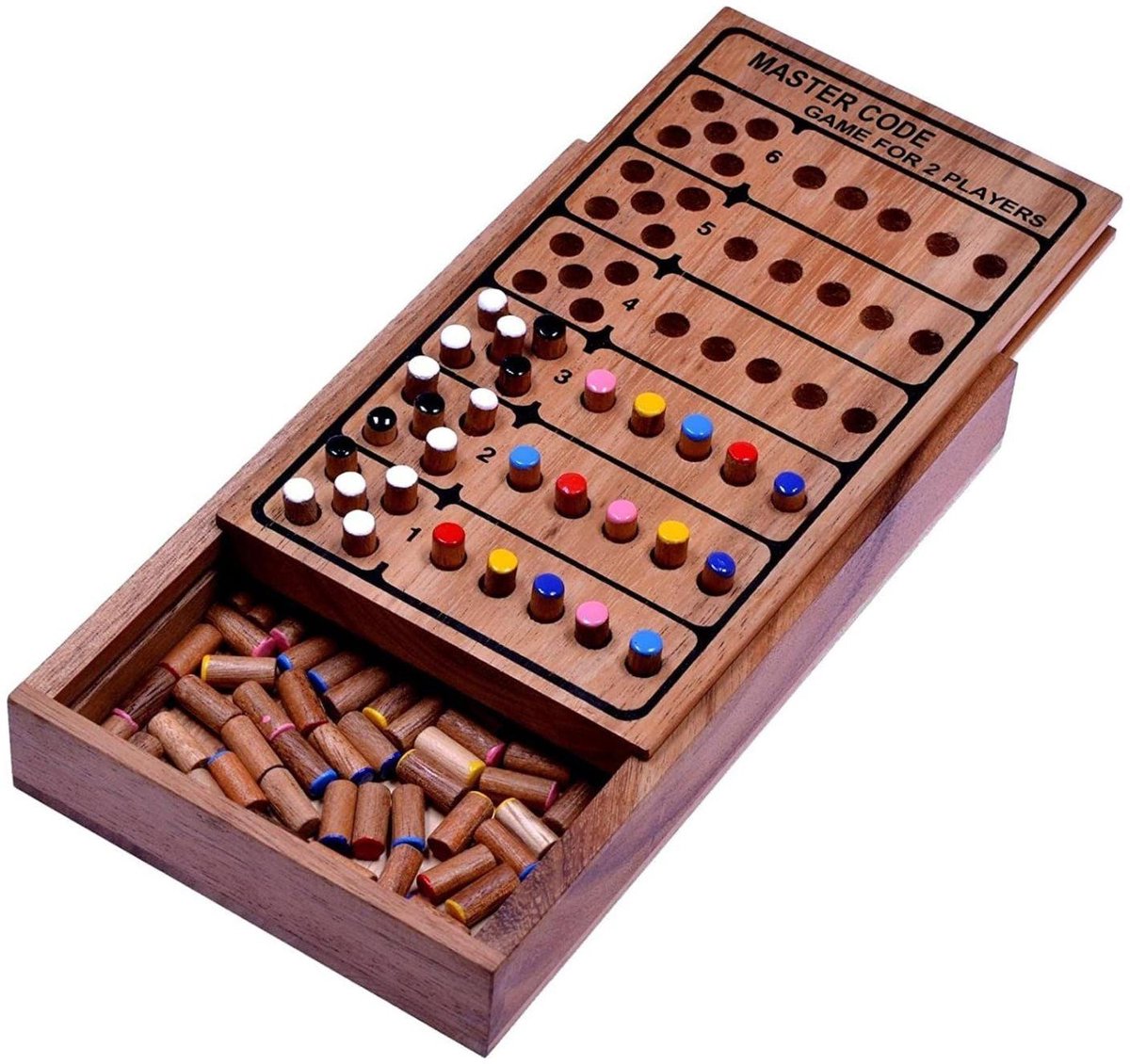 Mastermind – Handgemaakt Houten Logicaspel voor 2 Spelers | Klassiek Denkspel voor Kinderen & Volwassenen | Cadeau Tip | Uit de Oude Doos