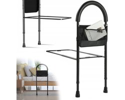 Height Adjustable Bed Rail - Stand Up Assistant met Handrails en Storage Bag - Stabiele Veiligheidsbeugel voor Senioren/Volwassenen - Veilige In- en Uitstap - Zwart