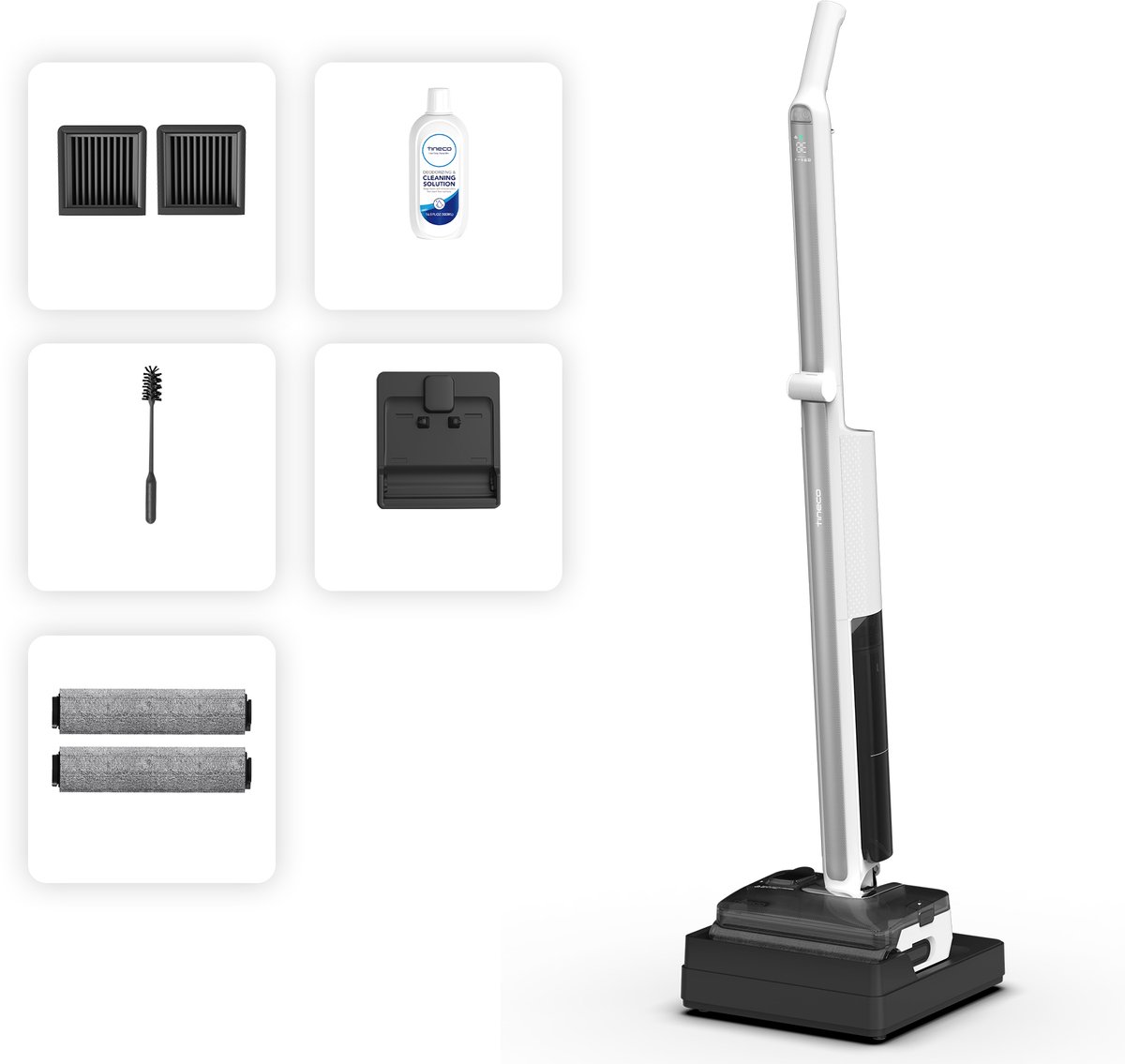 Tineco FLOOR ONE i7 Fold Premium - Nat en droog stofzuiger en dweil - 22.000 Pa Zuigkracht - Anti-Hair Tangling - 180° Vouwbare buis - Geluidsarm & hete lucht 85°C snelle droogtijd - 50 minuten accu - Lichtgewicht