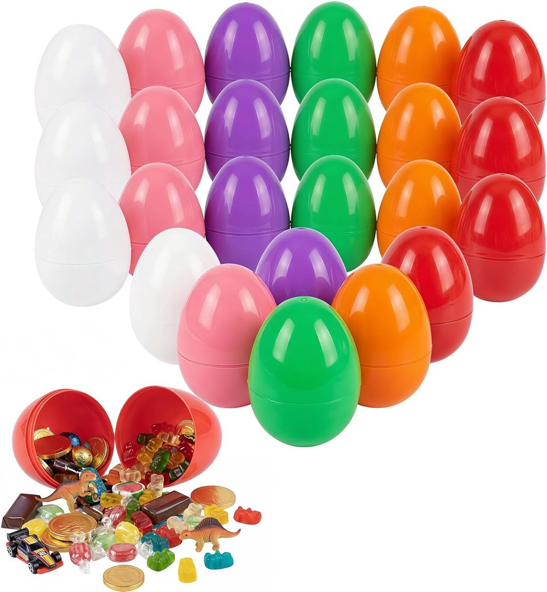 Vulbare Plastic Paaseieren in 6 Kleuren van 8,2 Inch voor Kinderen - Perfect voor Paaseieren Zoeken en Feestjes (24 Stuks)